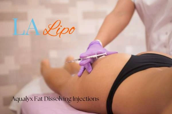 Woman having fat dissolving injections Suffolk on thighs