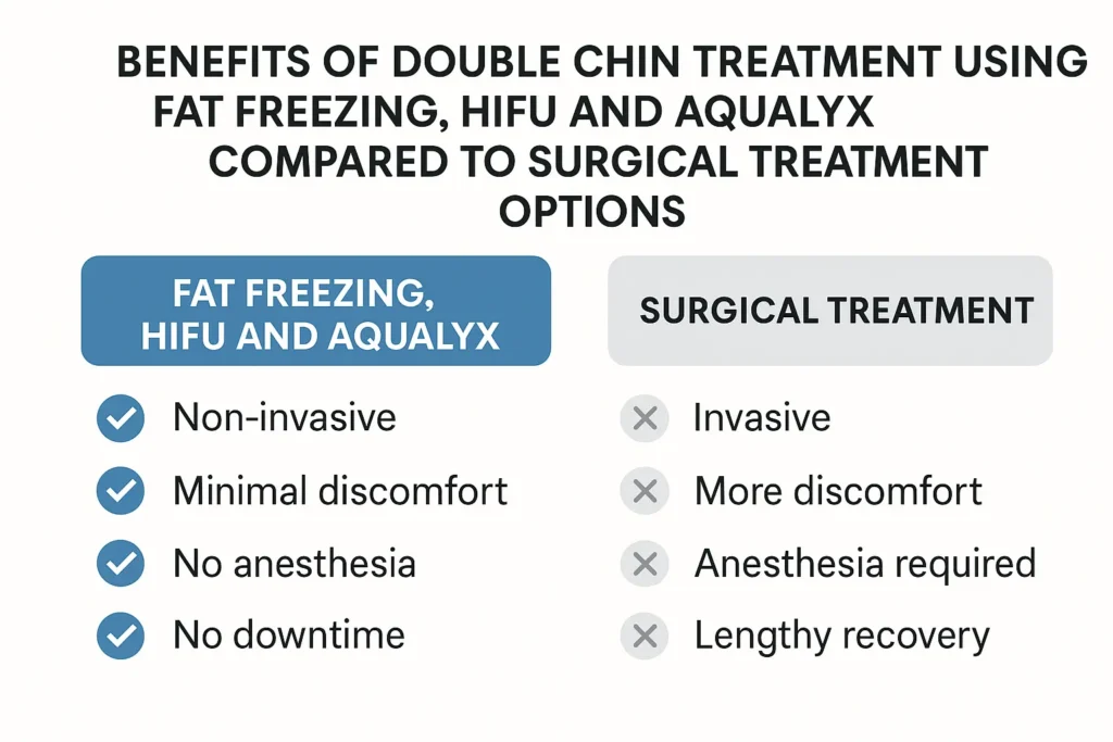 Graphic about the benefits of double chin treatment Suffolk - from LA LIPO