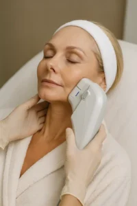 Woman receiving HIFU non surgical facelift treatment Suffolk