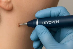 Person receiving skin tag removal Suffolk