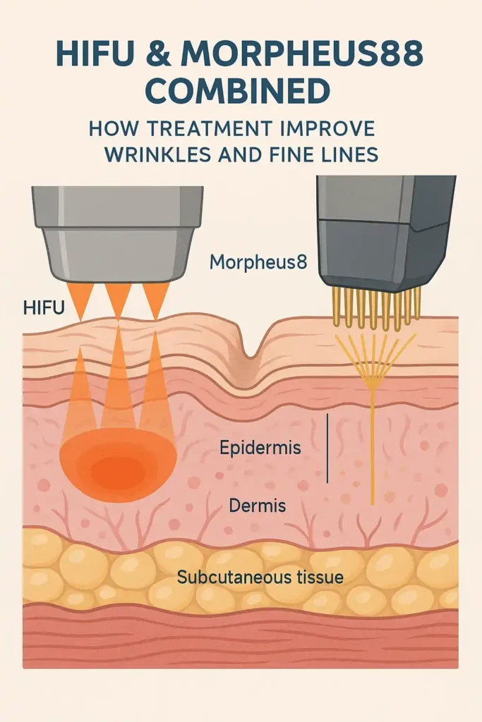 Diagram showing HIFU & Morpeus8 Suffolk and the benefits for reduction in wrinkles and fine lines