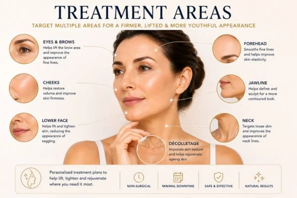 Areas of treatment for the ultimate lift tighten treatment Suffolk